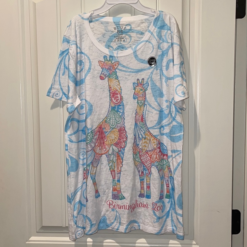 Short sleeve longer length semi-sheer tshirt size large